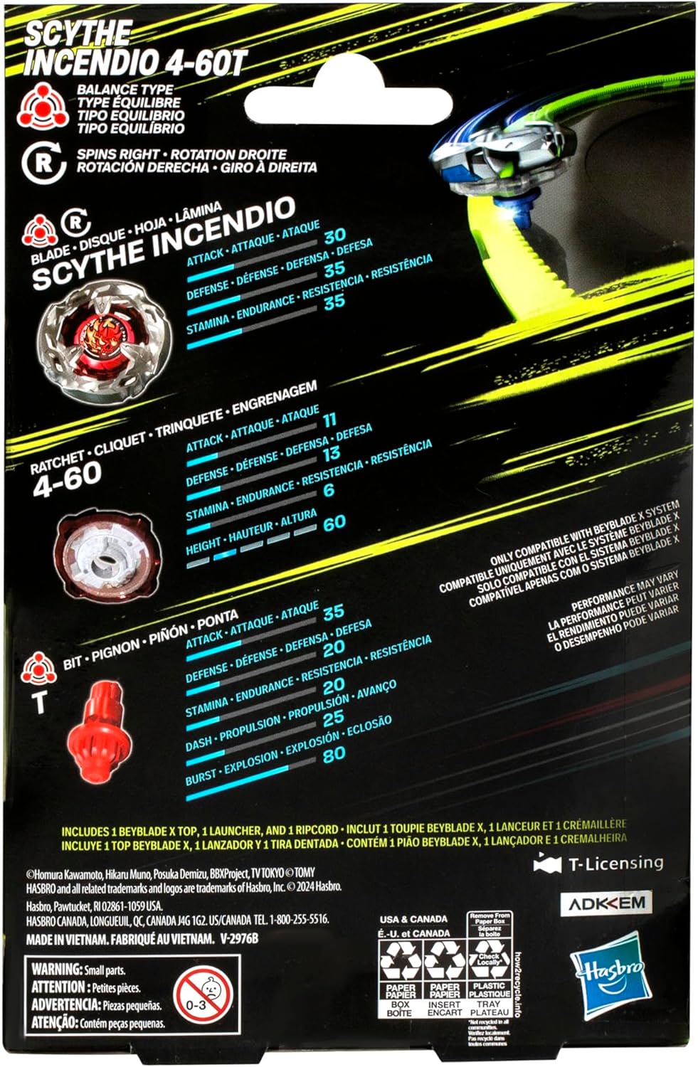 Beyblade X Scythe Incendio 4-60T Starter Pack Set