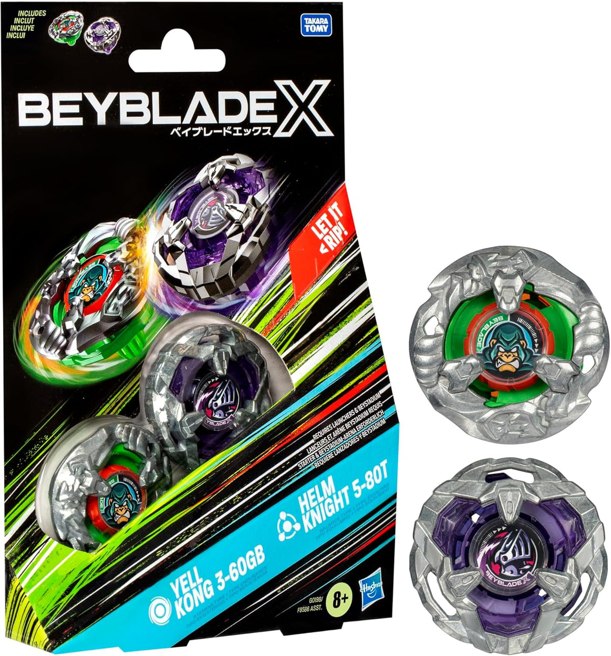 Beyblade X Yell Kong 3-60GB and Helm Knight 5-80T Top Dual Pack Set